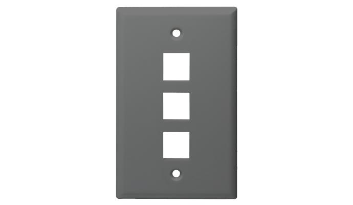 Standard Size Keystone Plate 3 Port, Gray, UL