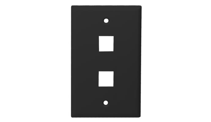 Keystone Midi Plate 2 Port, Black, UL