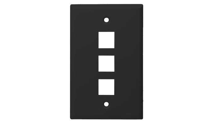 Keystone Midi Plate 3 Port, Black, UL