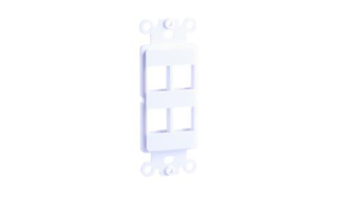 Décor Plate Insert/Strap - 4 port, Ultra White - UL Listed