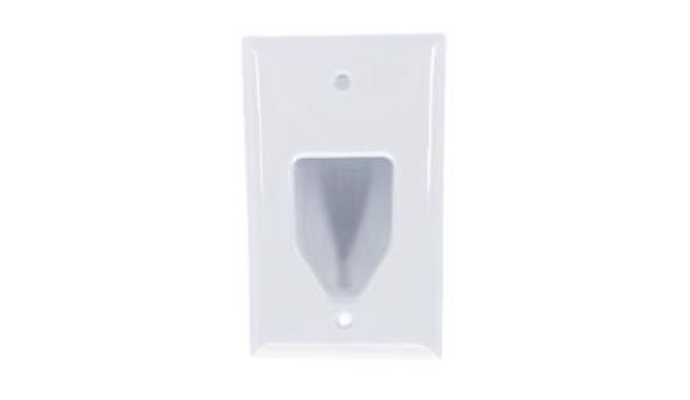 1-Gang Recessed Low Voltage Cable Plate, Ultra White