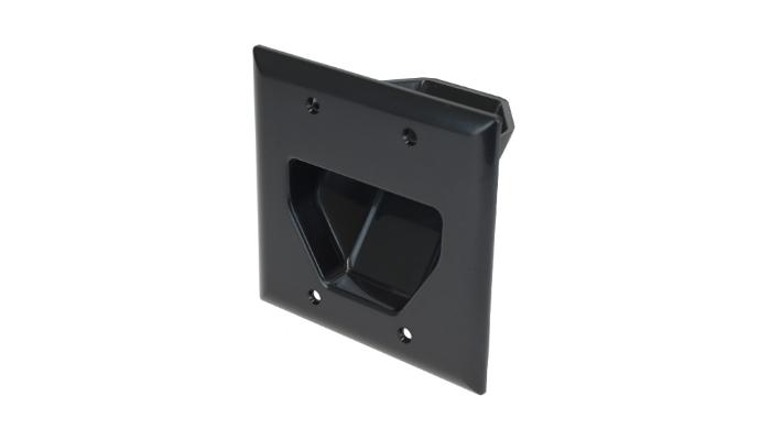 2-Gang Recessed Low Voltage Cable Plate, Black