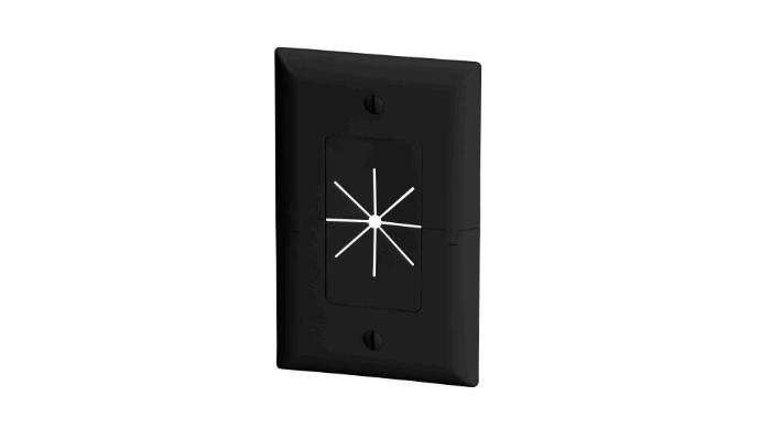 1-Gang Split Plate w/ Flexible Opening, Black