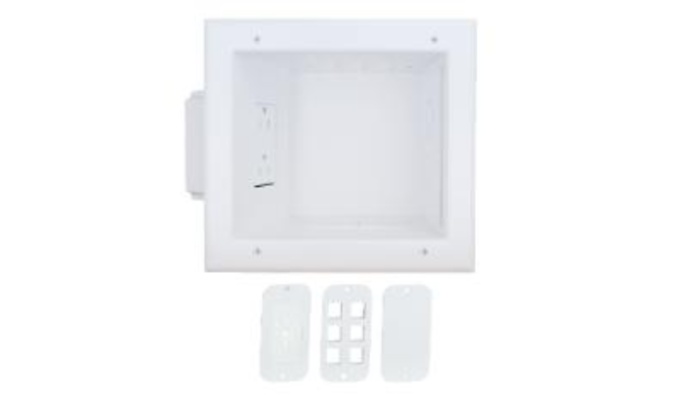 Recessed Media Box with 15 Amp Duplex Receptacle, White