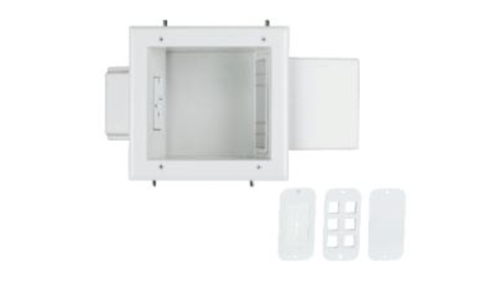 Expandable Media Box with Duplex Surge Suppressor, White