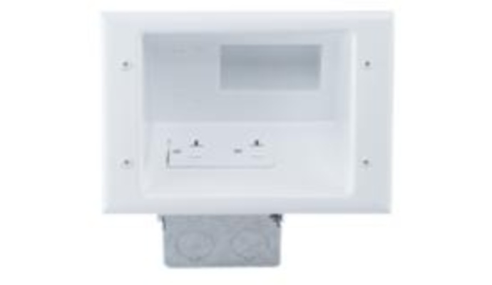 Recessed Low Voltage Mid-Size Plate with 20 Amp Duplex Receptacle, White