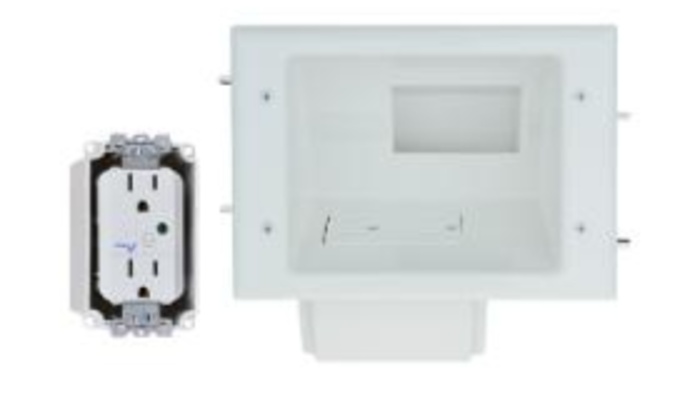 Recessed Low Voltage Mid-Size Plate w/ Duplex Surge Suppressor, White