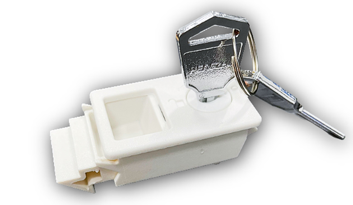 White Snap-In Keyed Lock for Hinged Enclosure Doors (2 keys)